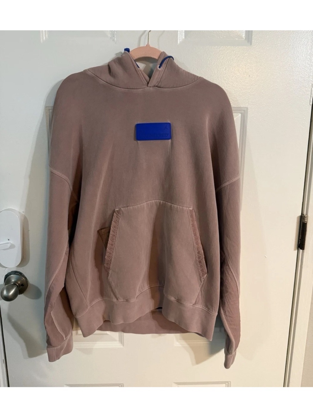 Jordan Men's Hoodie in Dusty Rose with Blue Patch
